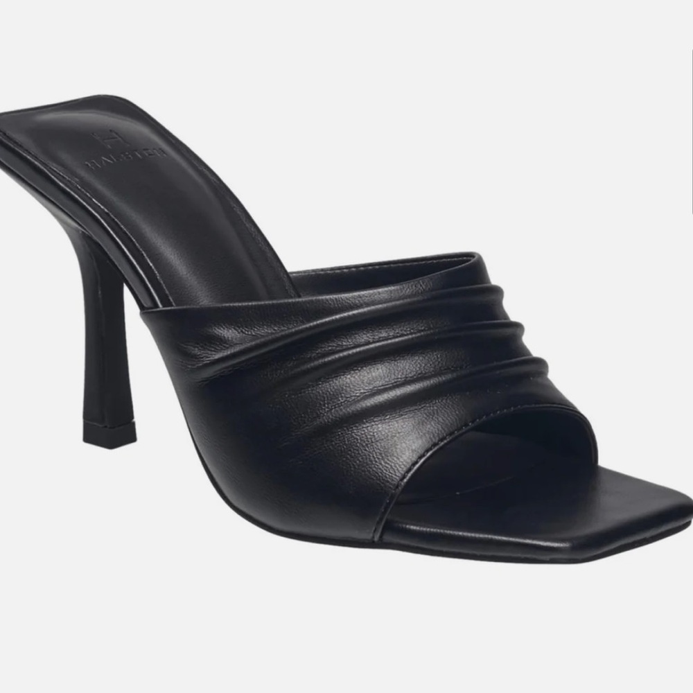 Halston vegan leather black pumps sandals size EU40